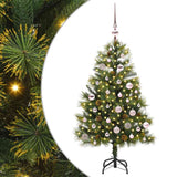 Vidaxl kunstmatige scharnier kerstboom met cones groen 150 cm