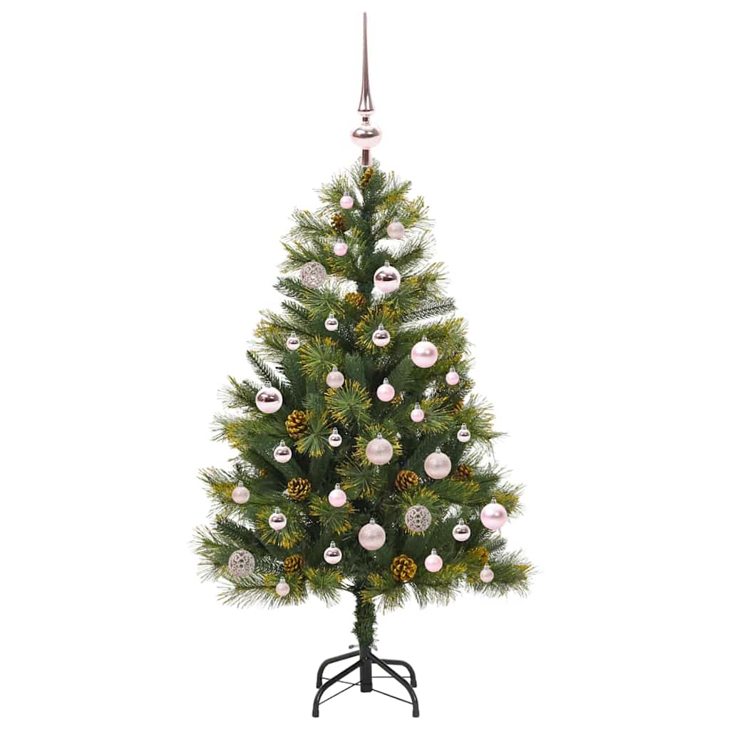 Vidaxl kunstmatige scharnier kerstboom met cones groen 150 cm