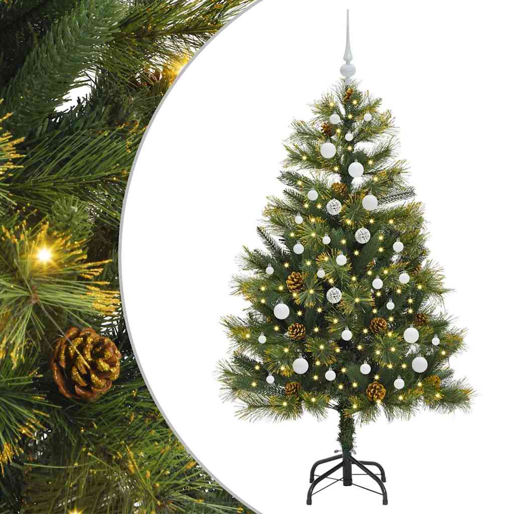 Vidaxl kunstmatige scharnier kerstboom met cones groen 150 cm