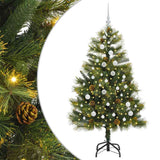 Vidaxl kunstmatige scharnier kerstboom met cones groen 150 cm