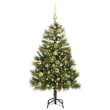 Vidaxl kunstmatige scharnier kerstboom met cones groen 150 cm