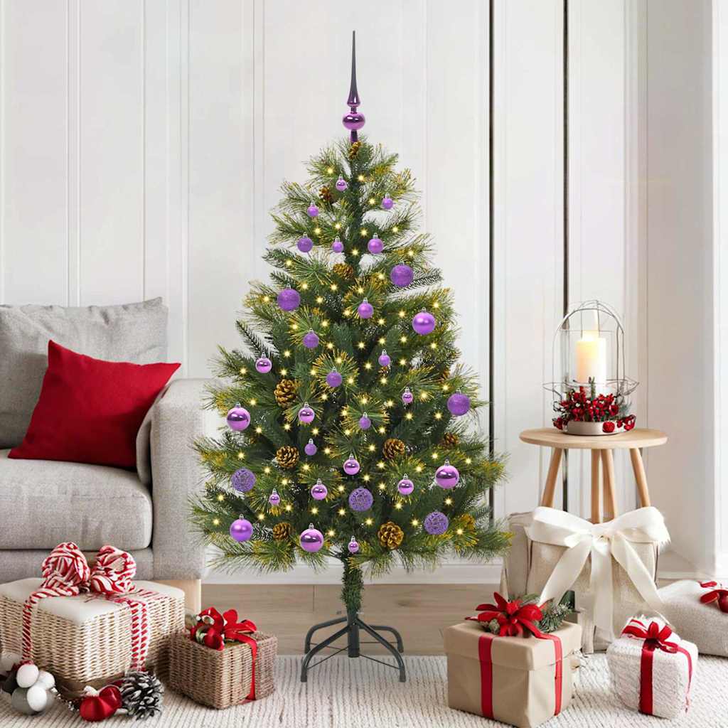 Vidaxl kunstmatige scharnier kerstboom met cones groen 150 cm