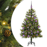 Vidaxl kunstmatige scharnier kerstboom met cones groen 150 cm