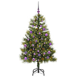 Vidaxl kunstmatige scharnier kerstboom met cones groen 150 cm