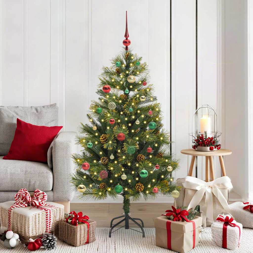 Vidaxl kunstmatige scharnier kerstboom met cones groen 150 cm