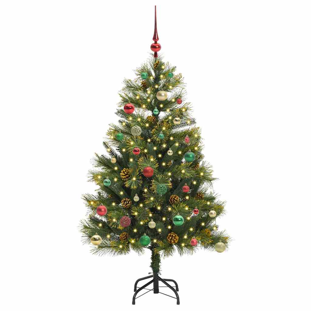 Vidaxl kunstmatige scharnier kerstboom met cones groen 150 cm