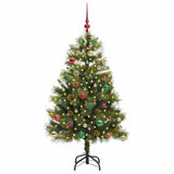 Vidaxl kunstmatige scharnier kerstboom met cones groen 150 cm