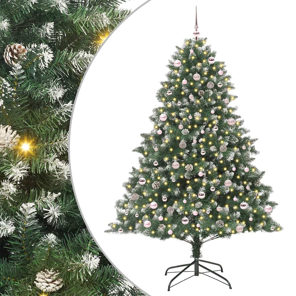 Vidaxl kunstkerstboom met 300 led groen 240 cm pvc en plastic en staal