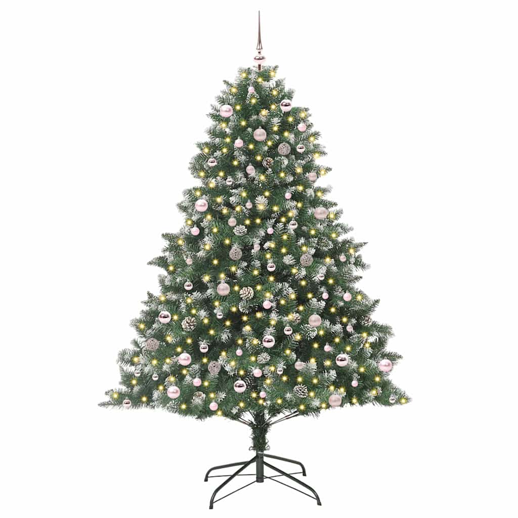 Vidaxl kunstkerstboom met 300 led groen 240 cm pvc en plastic en staal