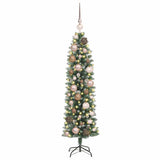 Vidaxl kunstmatige slanke kerstboom met 150 led groen en wit 120 cm