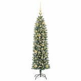 Vidaxl kunstmatige slanke kerstboom met 150 led groen en wit 120 cm