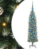 Vidaxl kunstmatige slanke kerstboom met 150 led groen en wit 120 cm