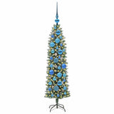 Vidaxl kunstmatige slanke kerstboom met 150 led groen en wit 120 cm