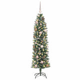 Vidaxl kunstmatige slanke kerstboom met 150 led groen en wit 150 cm