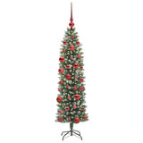 Vidaxl kunstmatige slanke kerstboom met 150 led groen en wit 150 cm