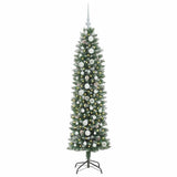 Vidaxl kunstmatige slanke kerstboom met 150 led groen en wit 150 cm