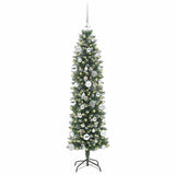 Vidaxl kunstmatige slanke kerstboom met 150 led groen en wit 150 cm