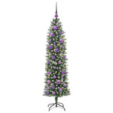 Vidaxl kunstmatige slanke kerstboom met 150 led groen en wit 150 cm