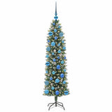 Vidaxl kunstmatige slanke kerstboom met 150 led groen en wit 150 cm