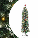Vidaxl kunstmatige slanke kerstboom met 150 led groen en wit 150 cm