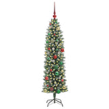 Vidaxl kunstmatige slanke kerstboom met 150 led groen en wit 150 cm