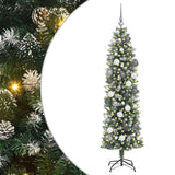 Vidaxl kunstmatige slanke kerstboom met 300 led groen en wit 180 cm