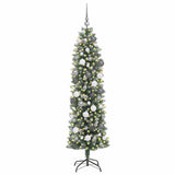 Vidaxl kunstmatige slanke kerstboom met 300 led groen en wit 180 cm