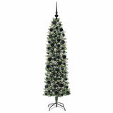 Vidaxl kunstmatige slanke kerstboom met 300 led groen en wit 180 cm