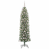 Vidaxl kunstmatige slanke kerstboom met 300 led groen en wit 180 cm