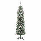 Vidaxl kunstmatige slanke kerstboom met 300 led groen en wit 180 cm