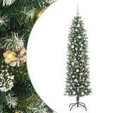 Vidaxl kunstmatige slanke kerstboom met 300 led groen en wit 180 cm