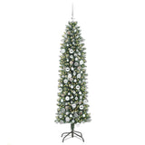 Vidaxl kunstmatige slanke kerstboom met 300 led groen en wit 180 cm