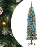 Vidaxl kunstmatige slanke kerstboom met 300 led groen en wit 180 cm