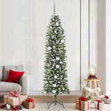 Vidaxl kunstmatige slanke kerstboom met 300 led groen en wit 210 cm