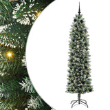 Vidaxl kunstmatige slanke kerstboom met 300 led groen en wit 210 cm