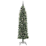 Vidaxl kunstmatige slanke kerstboom met 300 led groen en wit 210 cm