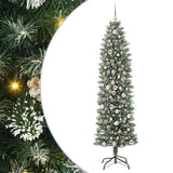Vidaxl kunstmatige slanke kerstboom met 300 led groen en wit 210 cm