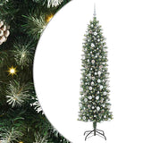 Vidaxl kunstmatige slanke kerstboom met 300 led groen en wit 210 cm