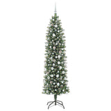 Vidaxl kunstmatige slanke kerstboom met 300 led groen en wit 210 cm