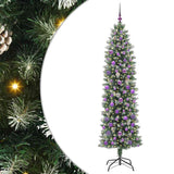 Vidaxl kunstmatige slanke kerstboom met 300 led groen en wit 210 cm