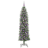 Vidaxl kunstmatige slanke kerstboom met 300 led groen en wit 210 cm