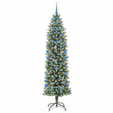Vidaxl kunstmatige slanke kerstboom met 300 led groen en wit 210 cm