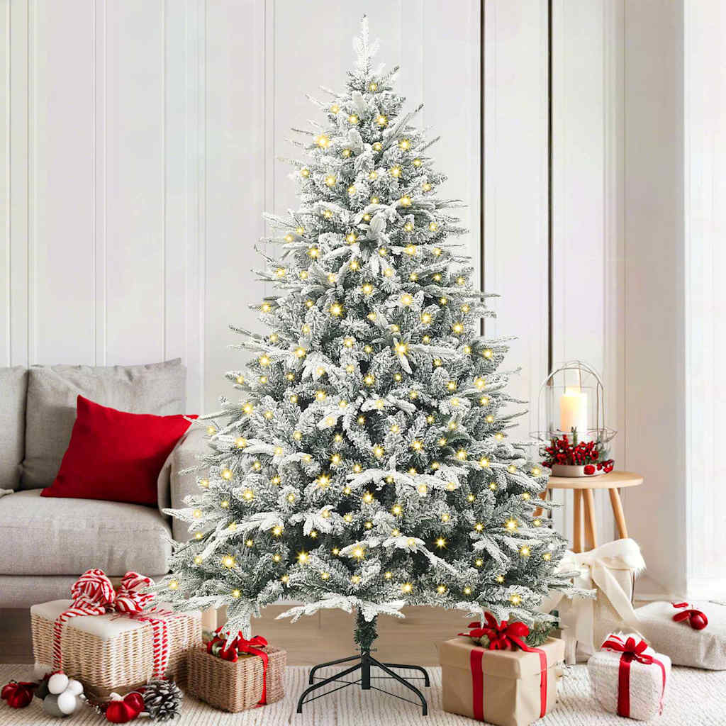 Vidaxl kunst kerstboom met verlichting groen 180 cm pvc en pe