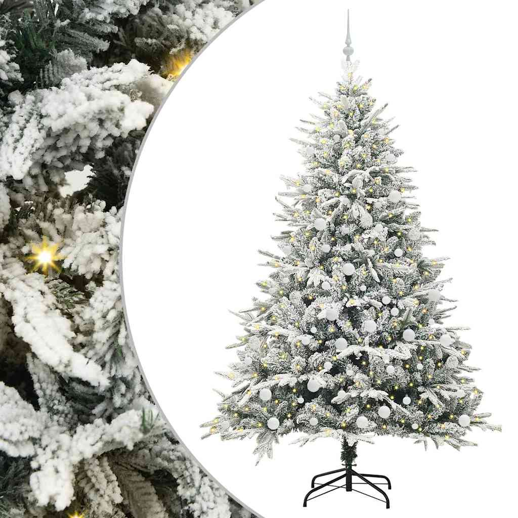 Vidaxl artificial pre-lit kerstboom met ballenset groen 210 cm