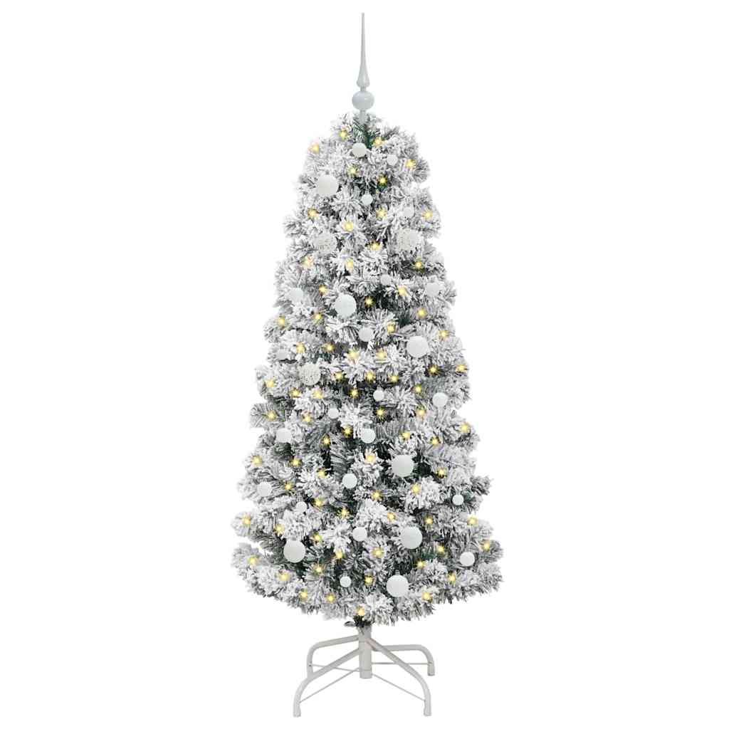 Vidaxl kunstmatige inklapbare kerstboom groen en wit 150 cm