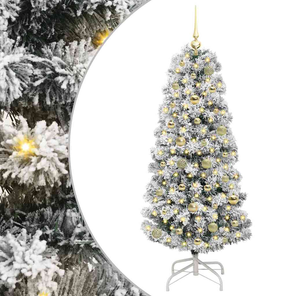 Vidaxl kunstmatige inklapbare kerstboom groen en wit 150 cm