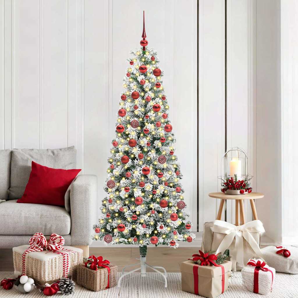 Vidaxl kunstmatige inklapbare kerstboom groen en wit 180 cm