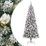Vidaxl kunstmatige inklapbare kerstboom groen en wit 210 cm