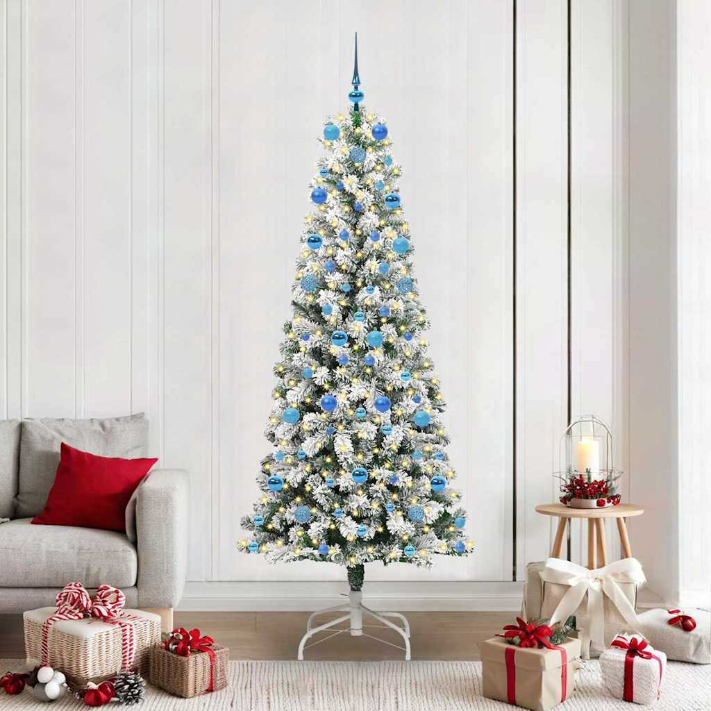 Vidaxl kunstmatige inklapbare kerstboom groen en wit 210 cm