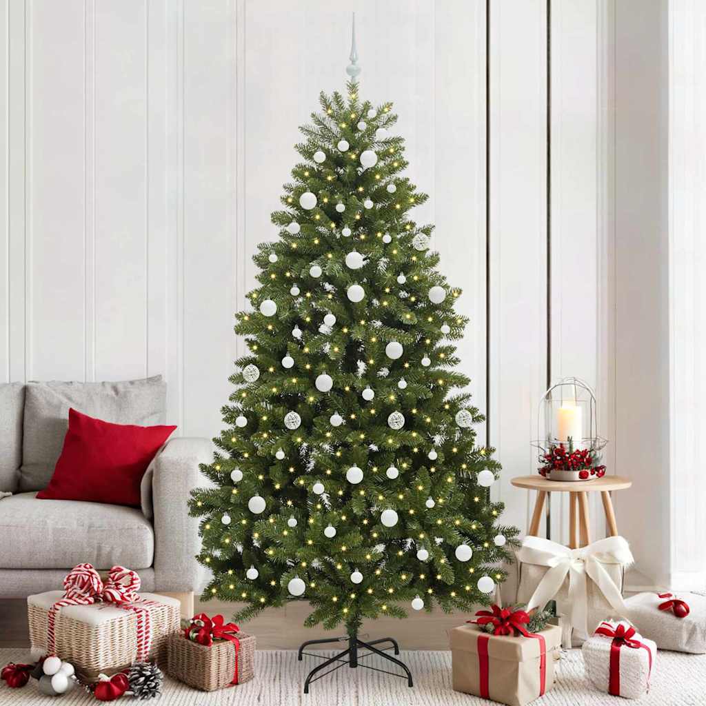 Vidaxl kunstkerstboom met 300 led groen 210 cm pvc en metaal